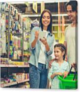 Family In The Supermarket #1 Canvas Print