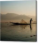Fisherman At Inle Lake Canvas Print