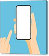 Hand Holding Smartphone And Touching Screen #1 Canvas Print