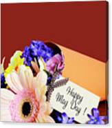 Happy May Day Traditional Gift Of Spring Flowers.  #1 Canvas Print