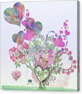 Heart Love Tree In Watercolors #1 Canvas Print