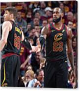 Kevin Love And Lebron James Canvas Print