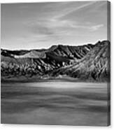 Mount Bromo Sunrise Mist Indonesia Black And White #1 Canvas Print