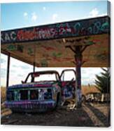 Painted Abandoned Cars On Historic Route 66 #1 Canvas Print