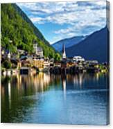 Picturesque Lakeside Town Hallstatt At Lake Hallstaetter See In Austria Canvas Print