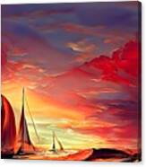 Red Sails In The Sunset #1 Canvas Print