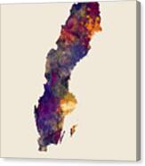 Sverige Watercolor Map #1 Canvas Print