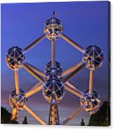 The Atomium In Brussels During Blue Hour #1 Canvas Print