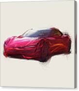 Tesla Roadster Car Drawing #10 Canvas Print