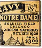 1928 Navy Vs. Notre Dame Football Ticket Art Canvas Print