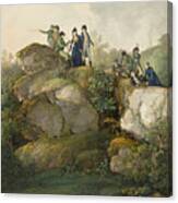 A Royal Party Admiring The Sunset Atop The Hesselberg Mountain Canvas Print