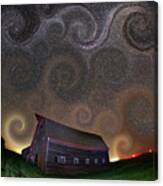 A Starry Night At The Blackmore Barn - Milky Way And Barn In Rural Nd #2 Canvas Print