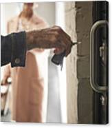 Close-up Of Mature Couple Opening Door To Holiday Rental Apartment With Key #2 Canvas Print