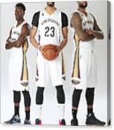Demarcus Cousins, Jrue Holiday, And Anthony Davis Canvas Print