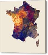 France Watercolor Map #2 Canvas Print
