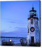 Goat Island Lighthouse Dressed For The Holidays #2 Canvas Print