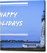 Happy Holidays From Goat Island Lighthouse Canvas Print