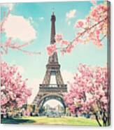 Paris City Sakura Canvas Print