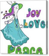 Retro Hippie Joy Love And Peace Dancing Holiday Bunny #2 Canvas Print
