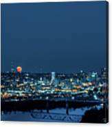 2017 Super Moon Behind The Cincinnati Ohio Skyline Canvas Print