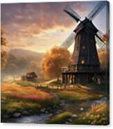 241pg-fantastical Old Windmill And Lake And Garden-1545 Canvas Print