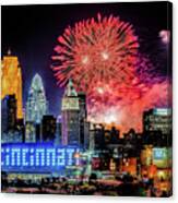 2019 Webn Fireworks Cincinnati Ohio Skyline Photograph #3 Canvas Print