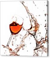 Broken Wine Glasses With Wine Splashes On A White Background Canvas Print