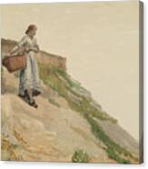 Girl Carrying A Basket #4 Canvas Print