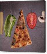 Slice Of Mozzarella Pizza Tomato Cheese Peeper And Mushroom Ingredients Canvas Print