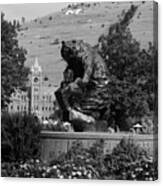 The Grizzly Statue At The University Of Montana - Grand Griz In Black And White #3 Canvas Print