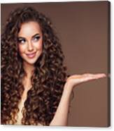 Beautiful Woman With Voluminous Curly Hairstyle Canvas Print