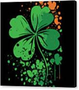 4 Leaf Clover St Patricks Day Paint Splatter Canvas Print