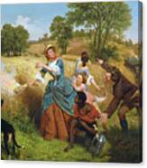 Mrs. Schuyler Burning Her Wheat Fields On The Approach Of The British By Emanuel Gottlieb Leutze Canvas Print