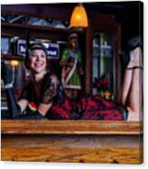 One Woman In Roaring 20 Outfits On The Bar #4 Canvas Print