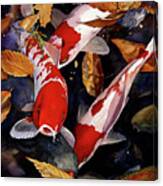 #417 Koi And Leaves #417 Canvas Print