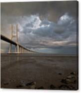 Vasco Da Gama Bridge At Sunset In Lisbon, Portugal #1 Canvas Print