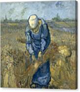 Peasant Woman Binding Sheaves By Vincent Van Gogh Canvas Print