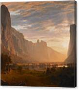 Looking Down Yosemite Valley By Albert Bierstadt Canvas Print