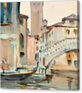 A Bridge And Campanile, Venice Canvas Print