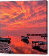 A Burning Sky Over An Old Pier Canvas Print