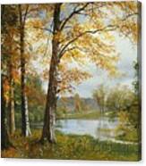 A Quiet Lake By Albert Bierstadt2 Canvas Print