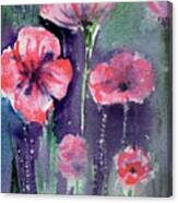 Abstract Floral Watercolor Painting Pink Poppy Flowers Canvas Print