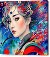 Abstract Japanese Girl Portrait - 1 Canvas Print