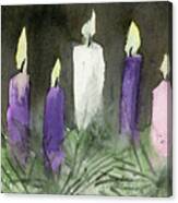 Advent Candles And Evergreen Wreath Canvas Print