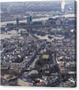 Aerial Of Amsterdam City Center With Rooftops And Canals Canvas Print