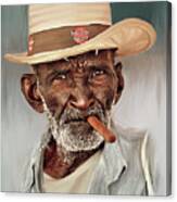 African Cigar Smoker Canvas Print