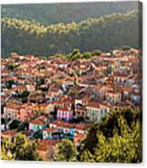 Agiasos Traditional Settlement Panorama Canvas Print