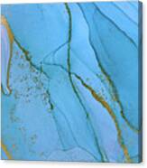 Alcohol Ink Blue And Gold Abstract Background. Ocean Style Water Canvas Print