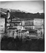 Alhambra In Granada Spain Bw Canvas Print
