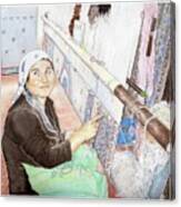 'ali-asghar's Wife, Sakinih Sultan, Working At The Loom Of The Family's Silk-weaving Business Canvas Print